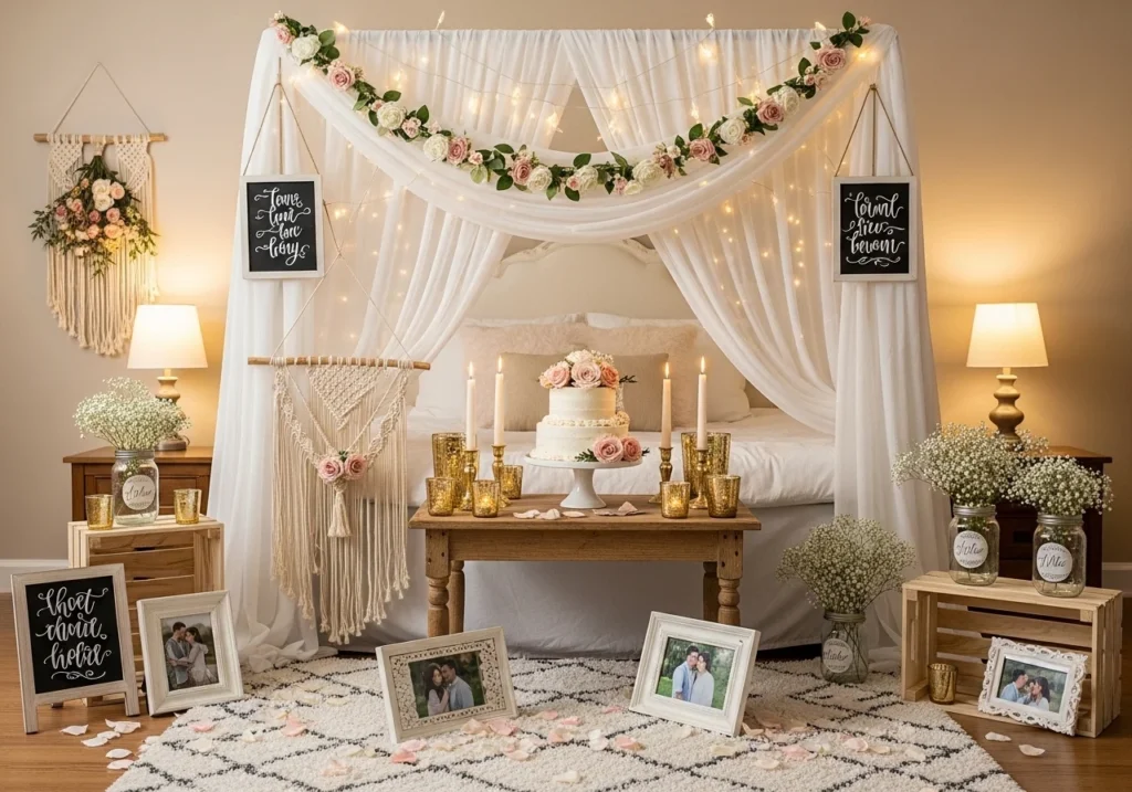 Wedding Room Decor Ideas with rose petals decoration