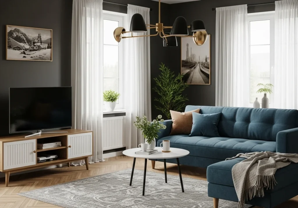 Cozy living room decor ideas with warm lighting and soft textures