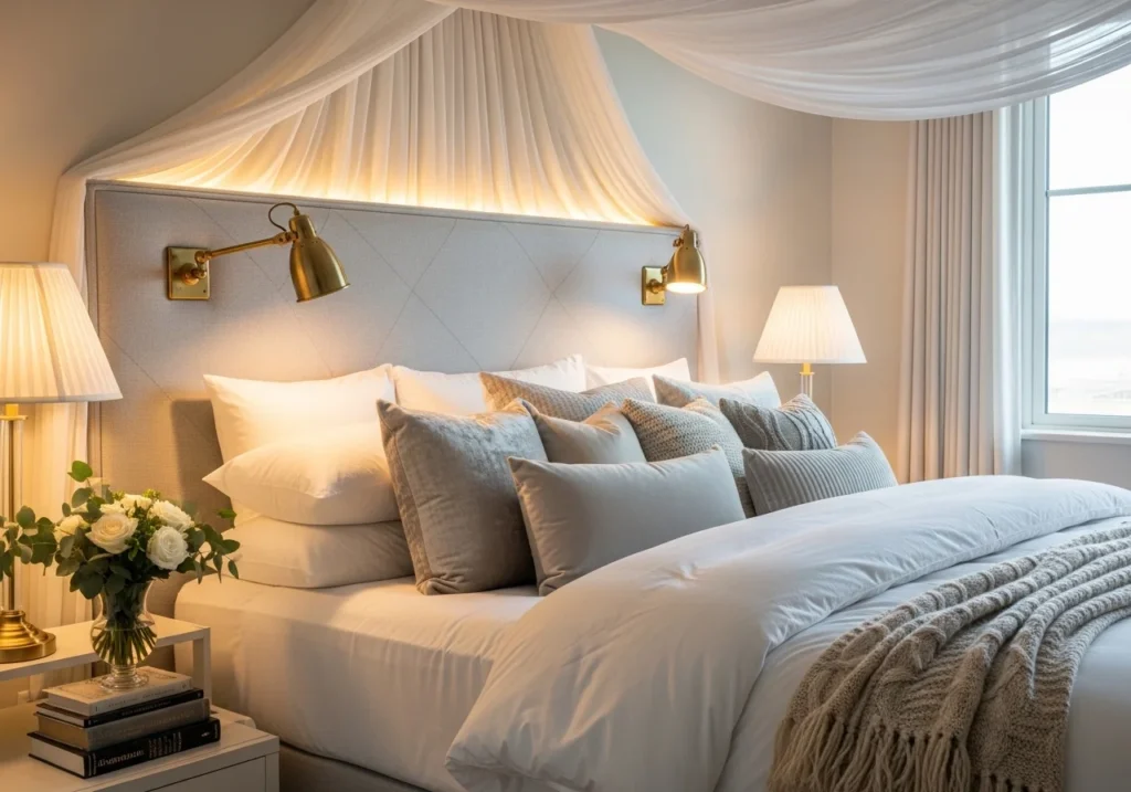 luxury bedroom design with modern elegant decor and cozy lighting