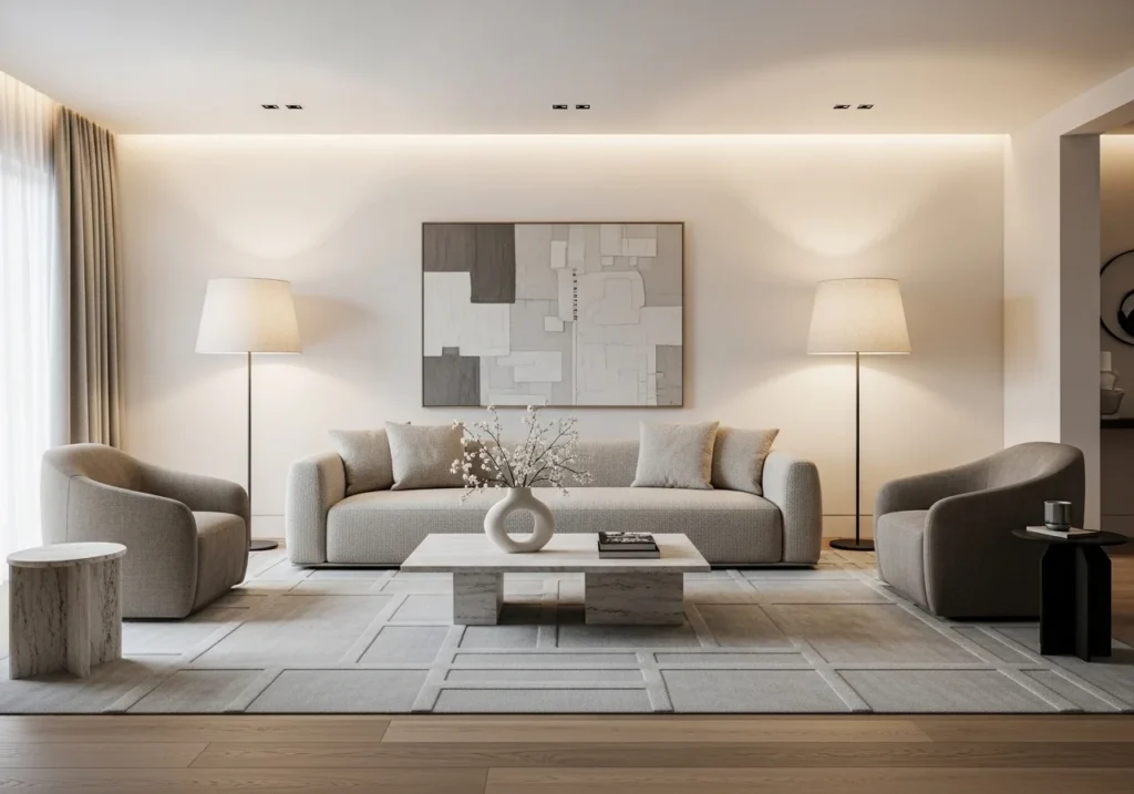 luxury living room ideas with elegant sofa, modern decor, warm lighting, and stylish interior design setup