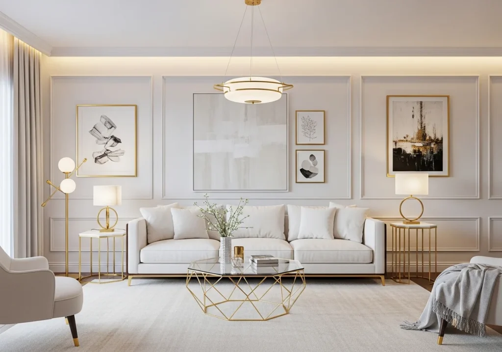 luxury living room ideas with elegant sofa, modern decor, warm lighting, and stylish interior design setup