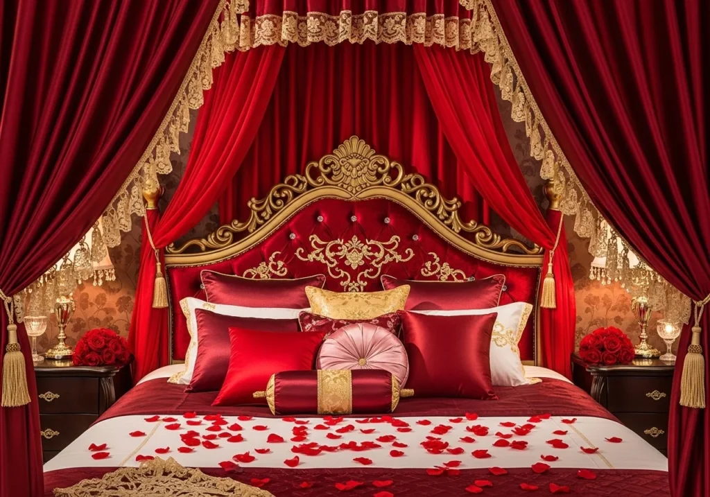 Wedding Room Decor Ideas with rose petals decoration