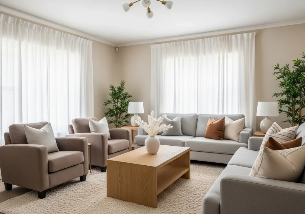 Luxury living room decor ideas with elegant furniture and lighting