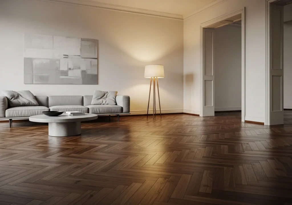 Modern home flooring guide featuring light oak wood floors and neutral interior design, showing stylish and durable flooring ideas for homes
