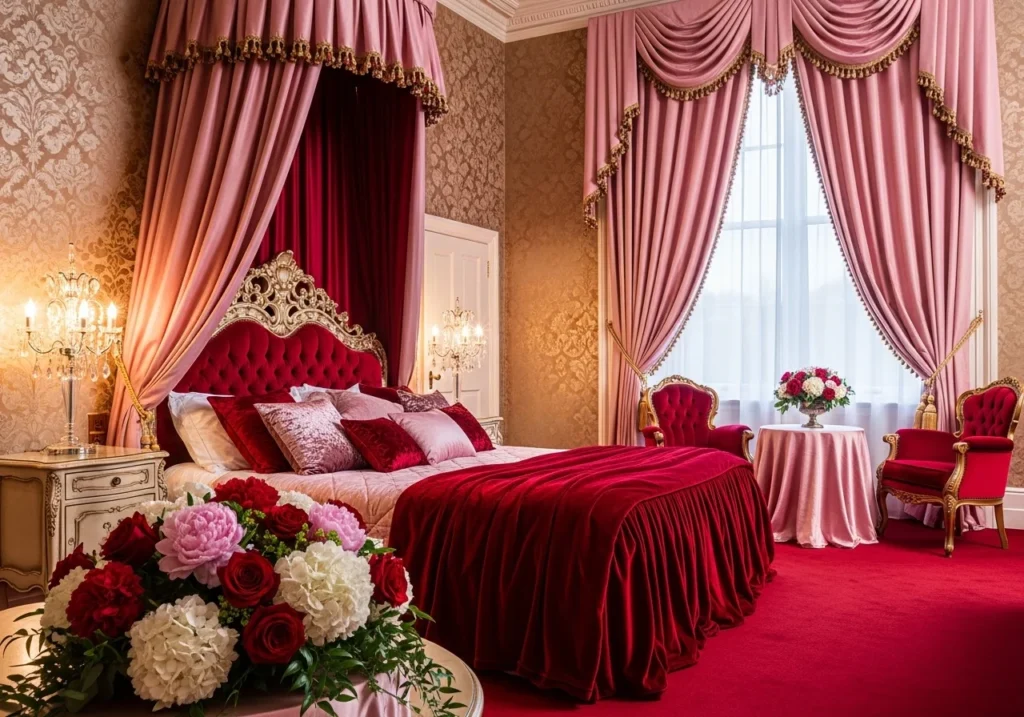 Wedding Room Decor Ideas with rose petals decoration