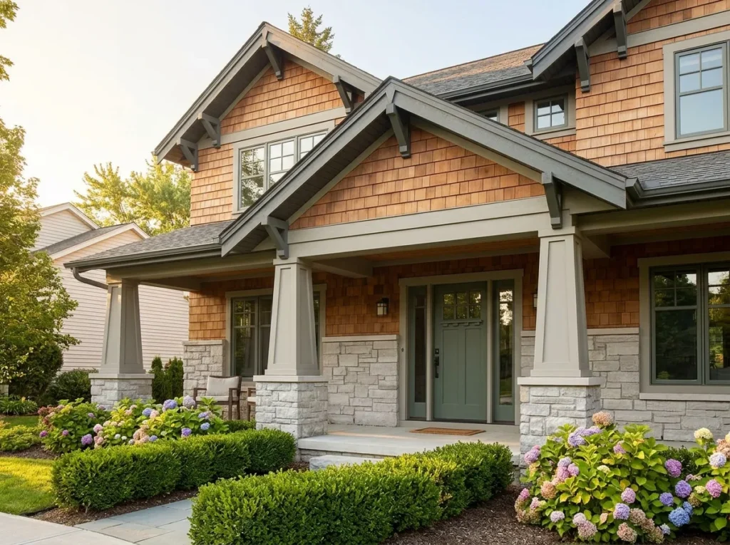 Beautiful house exterior with modern lighting and stunning curb appeal upgrades