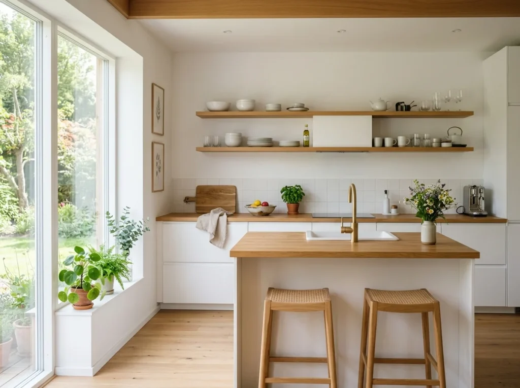 A bright and stylish minimalist kitchen featuring clean layouts, soft neutral colors, and organized modern decor elements perfect for contemporary homes.